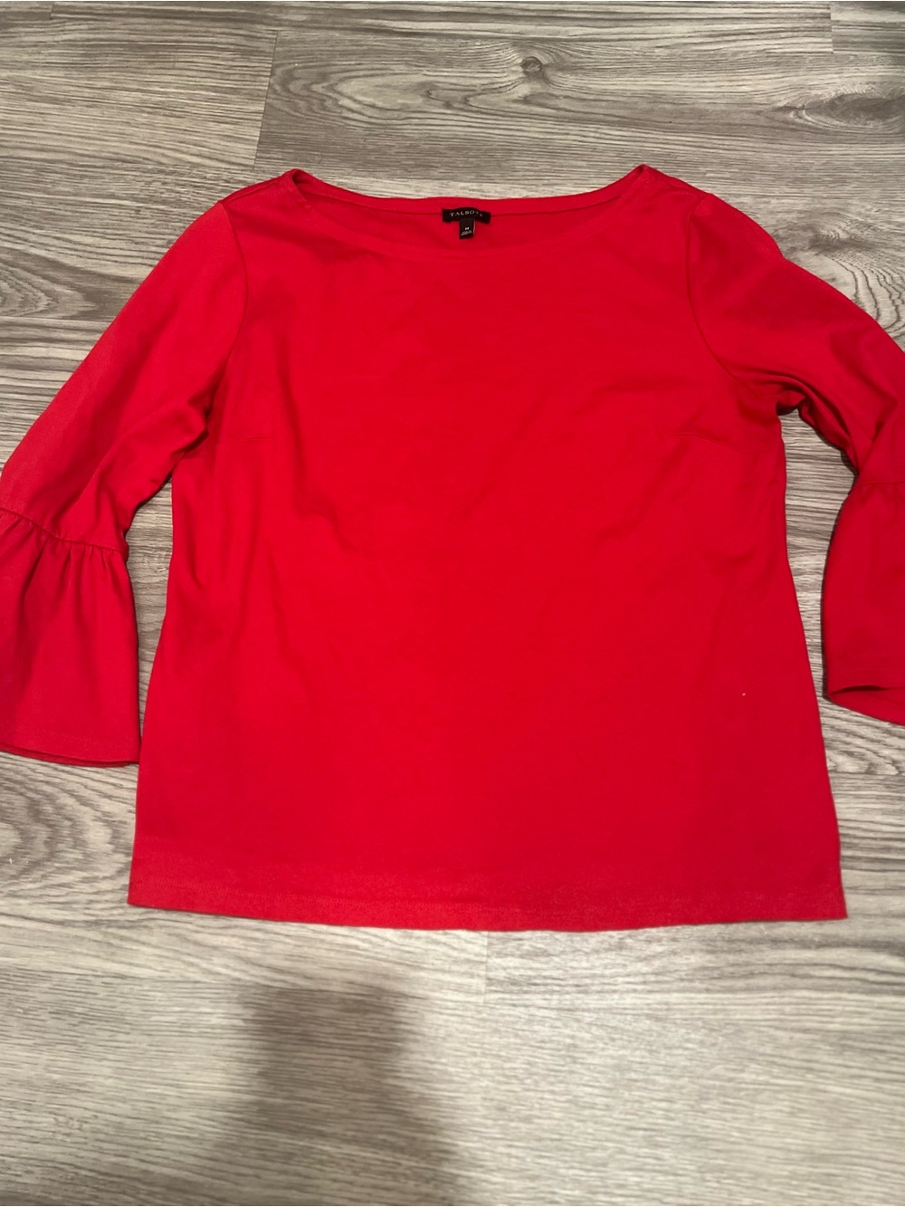 Talbots Red Boatneck Bell-Sleeve Top